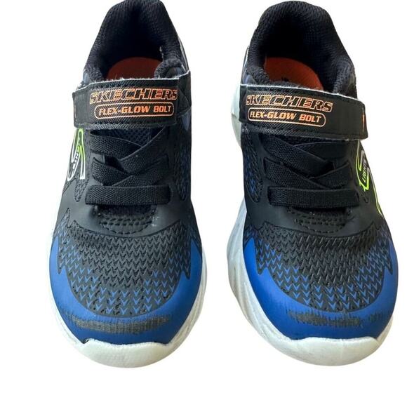 Skechers S Lights Flex-Glow Bolt Black/Blue 10 - Picture 2 of 6